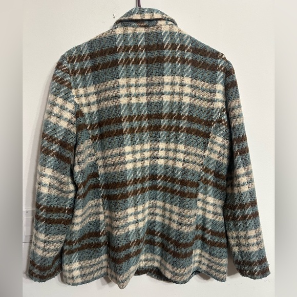 Karen Kane Plaid Jacket Coat - Blue, Brown, Cream, Wool, size XL - Picture 7 of 9